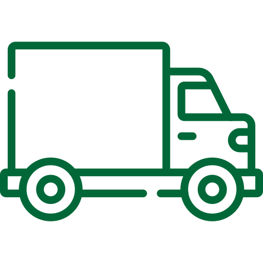 A green line icon of a truck.